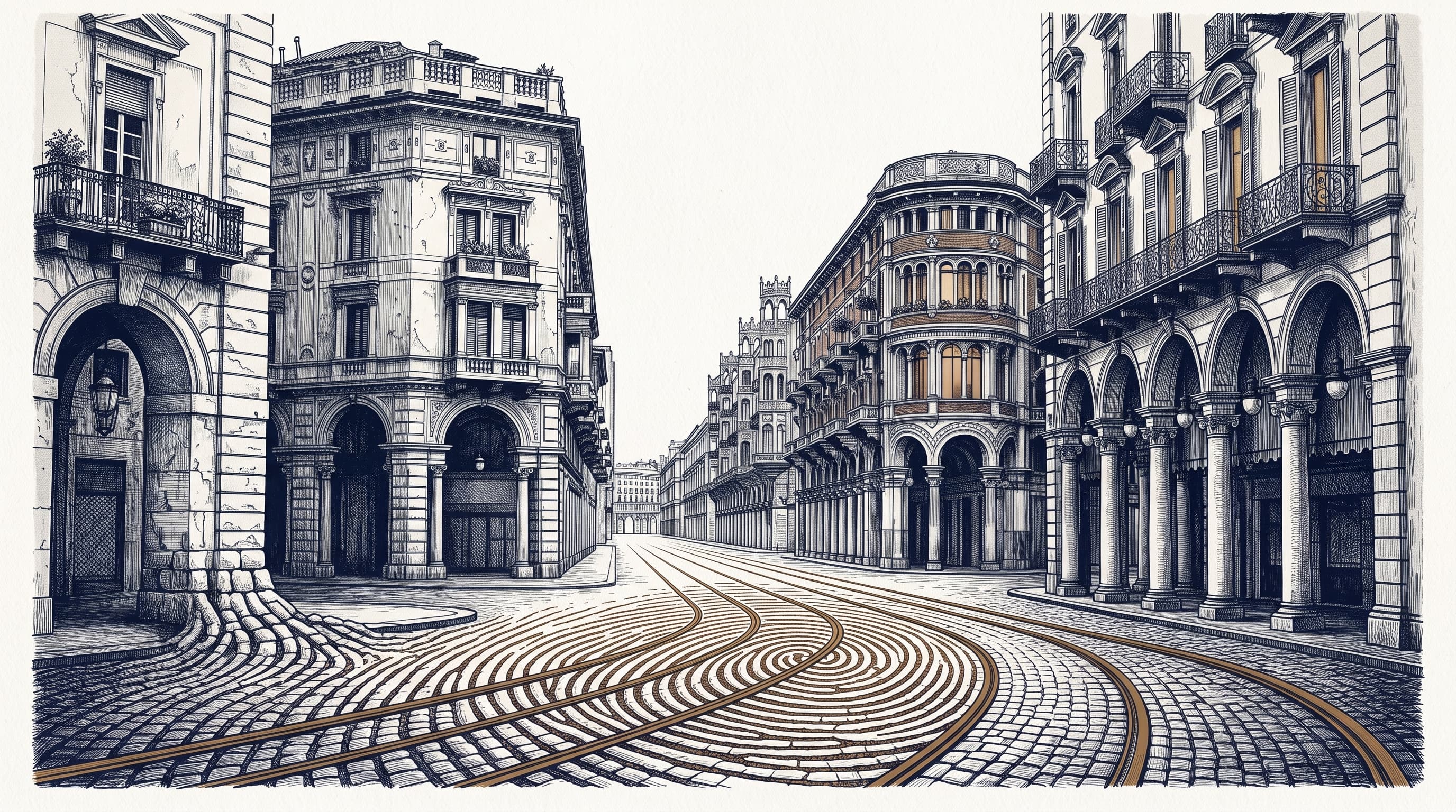 Torino, via Pietro Micca, incisione